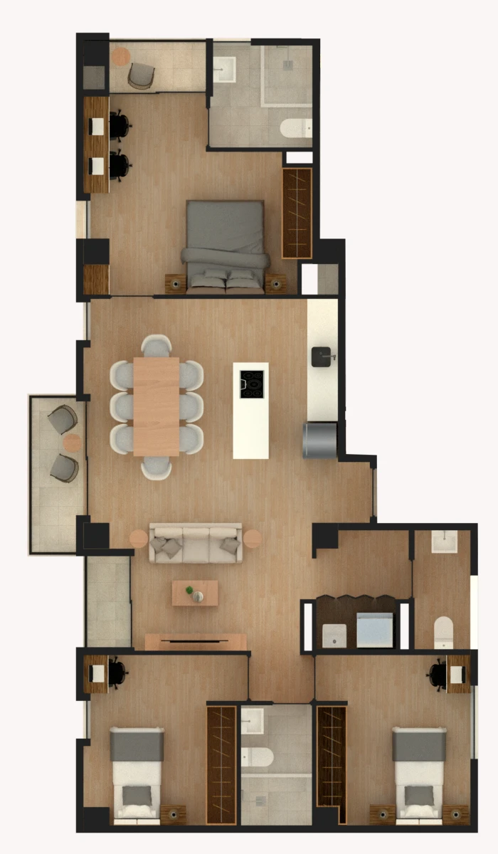 Plano de distribución del apartamento A-1