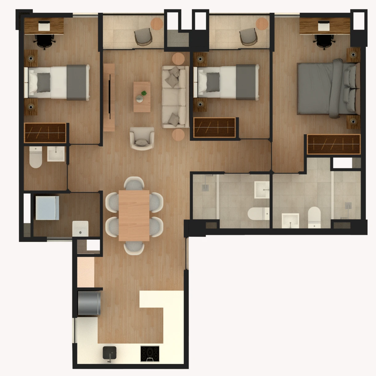 Plano de distribución del apartamento A-2